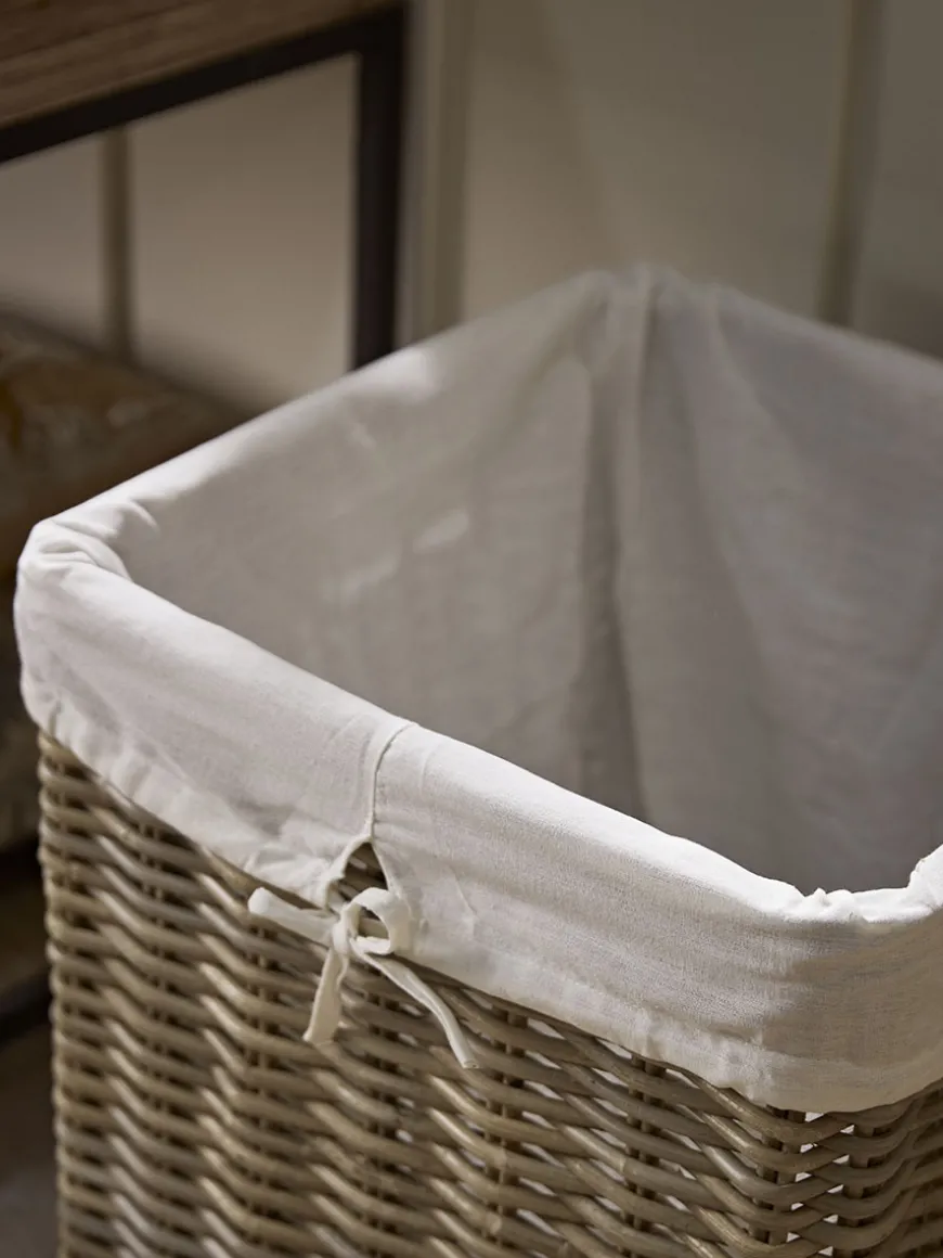 Lined Rattan Laundry Basket - Square
