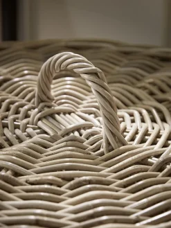 Lined Rattan Laundry Basket - Round