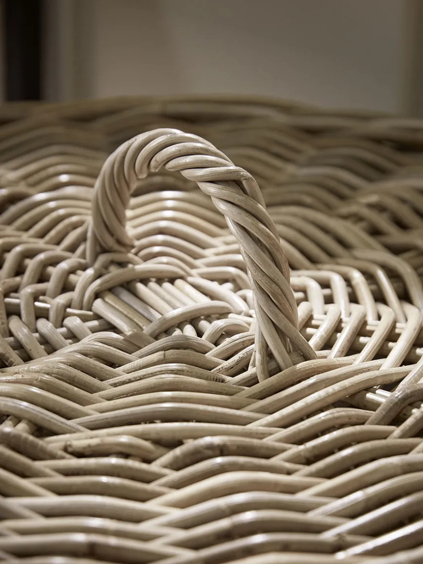 Lined Rattan Laundry Basket - Round