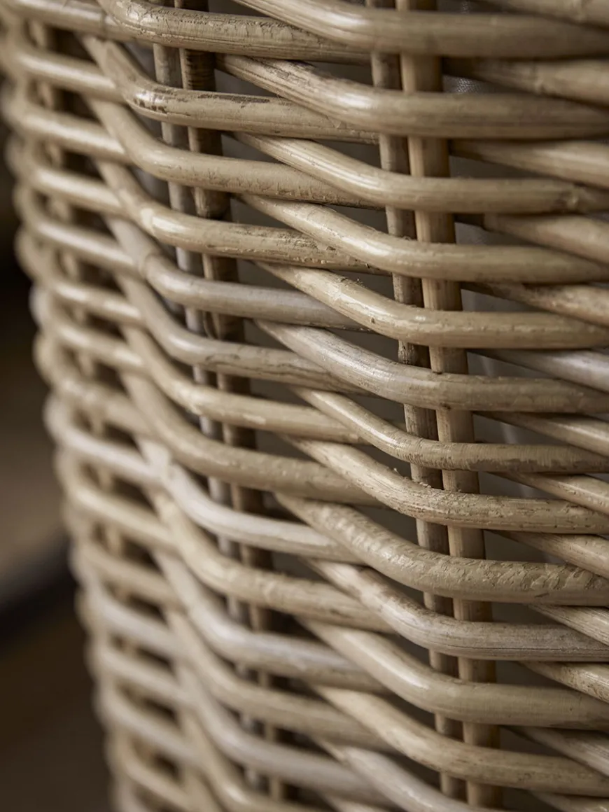 Lined Rattan Laundry Basket - Round