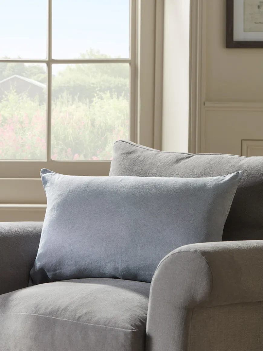 Linen Rectangle Cushion Cover - Dusky Blue
