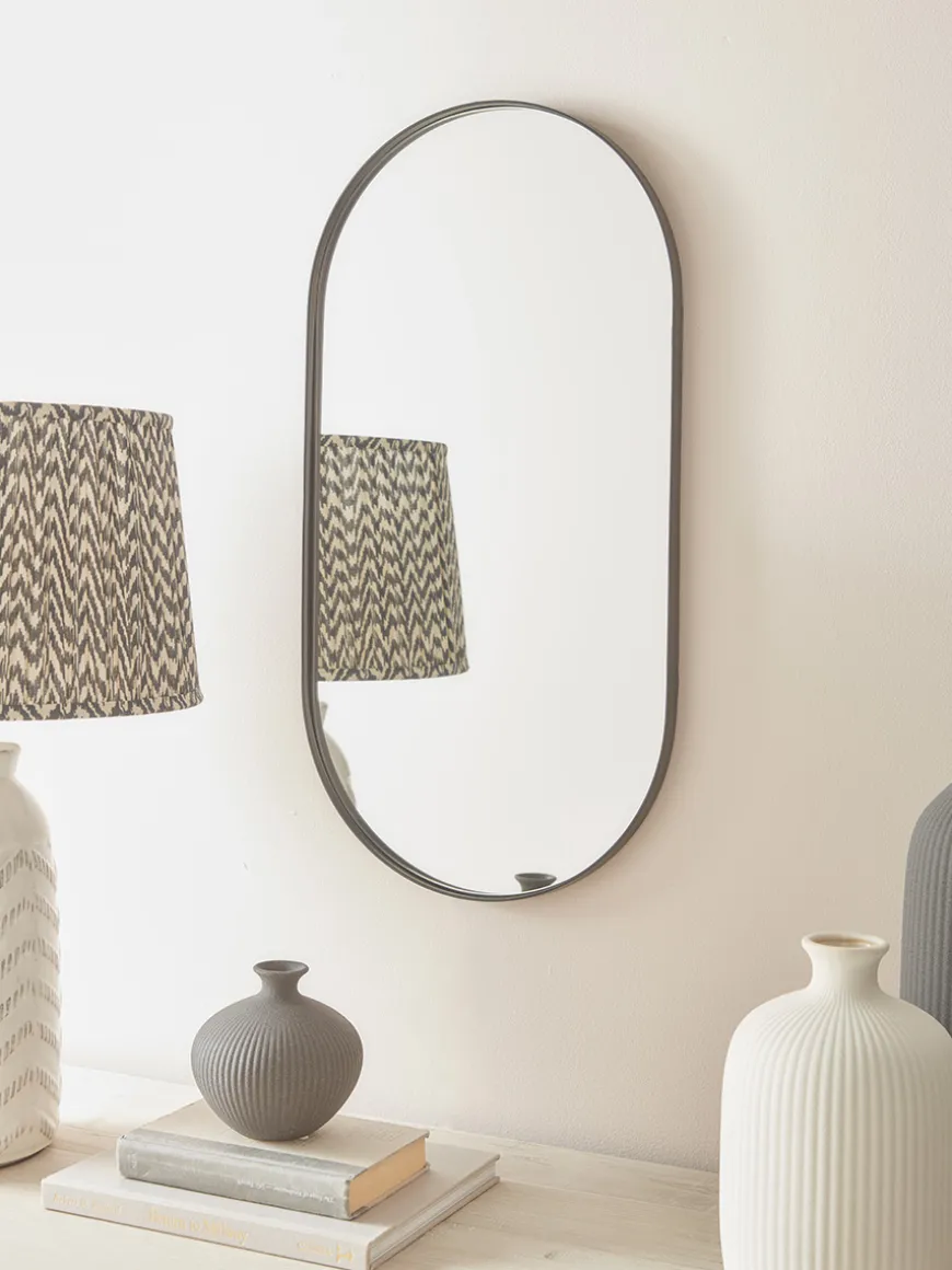 Lozenge Shaped Wall Mirror - Black