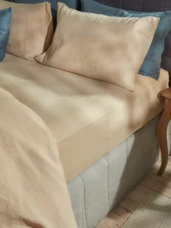 Luxury Linen King Fitted Sheet - Barley
