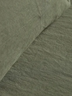 Luxury Linen King Fitted Sheet - Olive Green