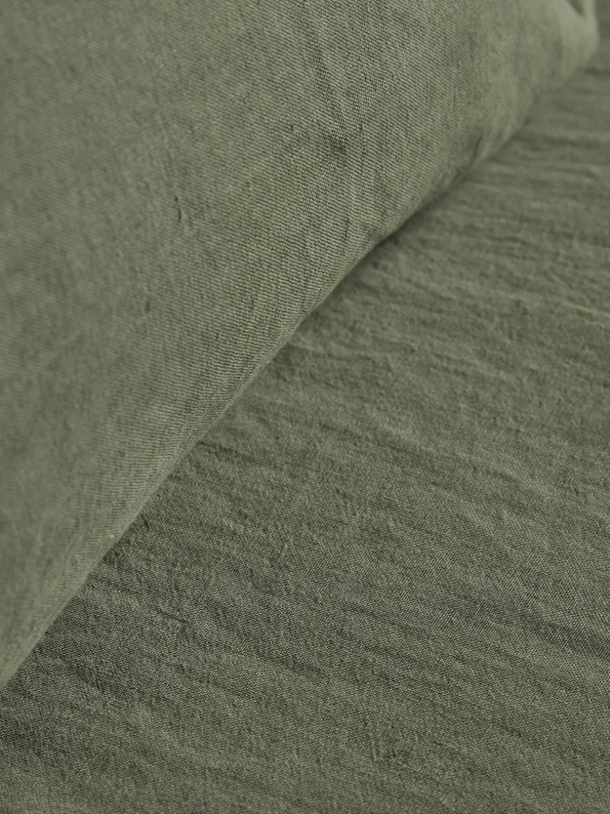 Luxury Linen King Fitted Sheet - Olive Green
