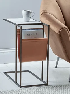 Marble Side Table with Magazine Rack - Slim