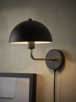 Metal Dome Wall Light - Black