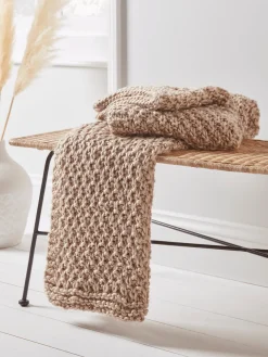 Moss Stitch Knitted Throw