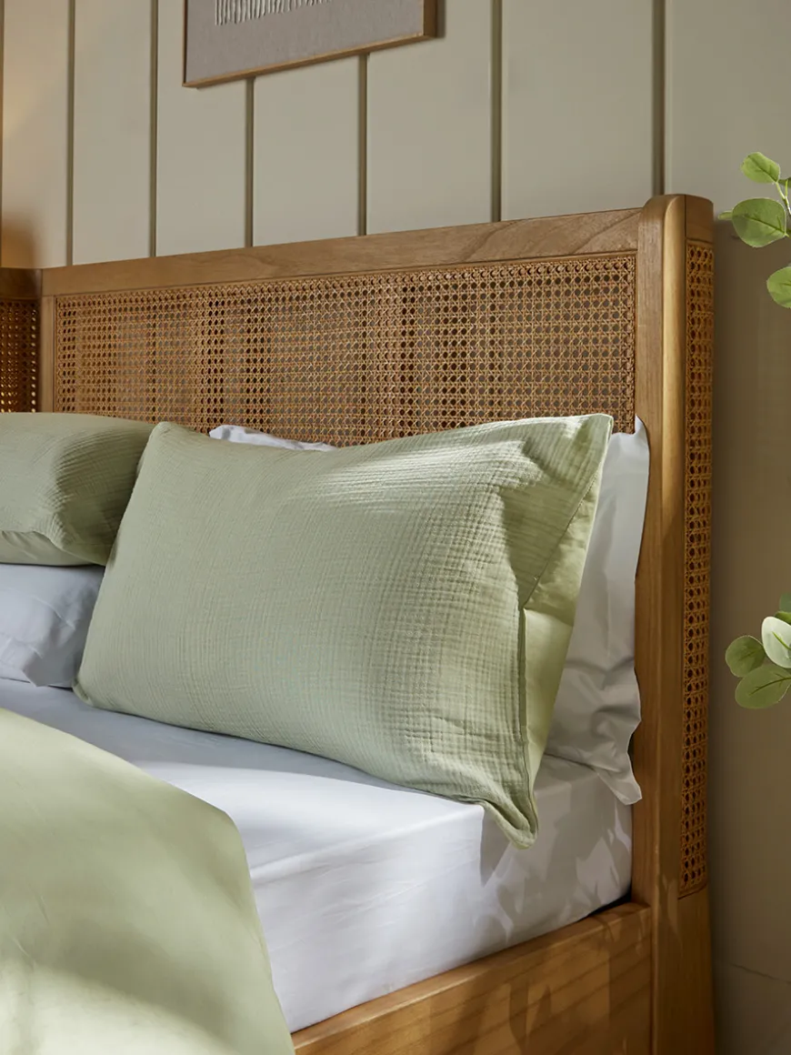 Muslin Double Duvet Cover Set - Eucalyptus