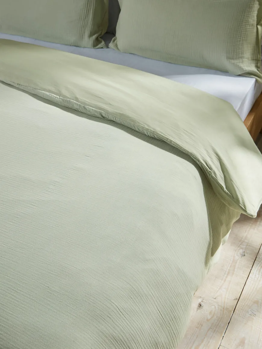 Muslin Double Duvet Cover Set - Eucalyptus