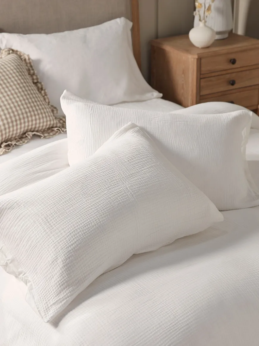 Muslin Double Duvet Cover Set - White