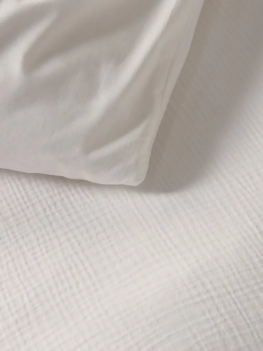 Muslin Double Duvet Cover Set - White