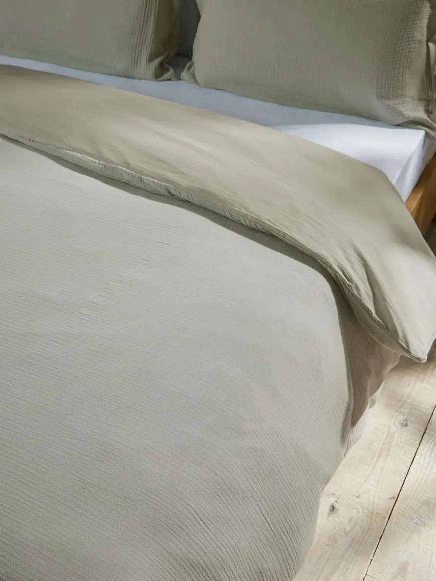 Muslin Super King Duvet Cover Set - Eucalyptus