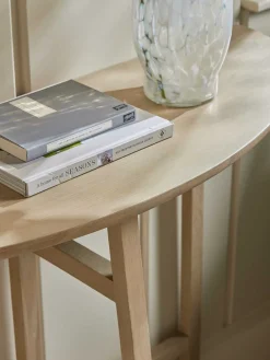 Oak Crescent Console Table
