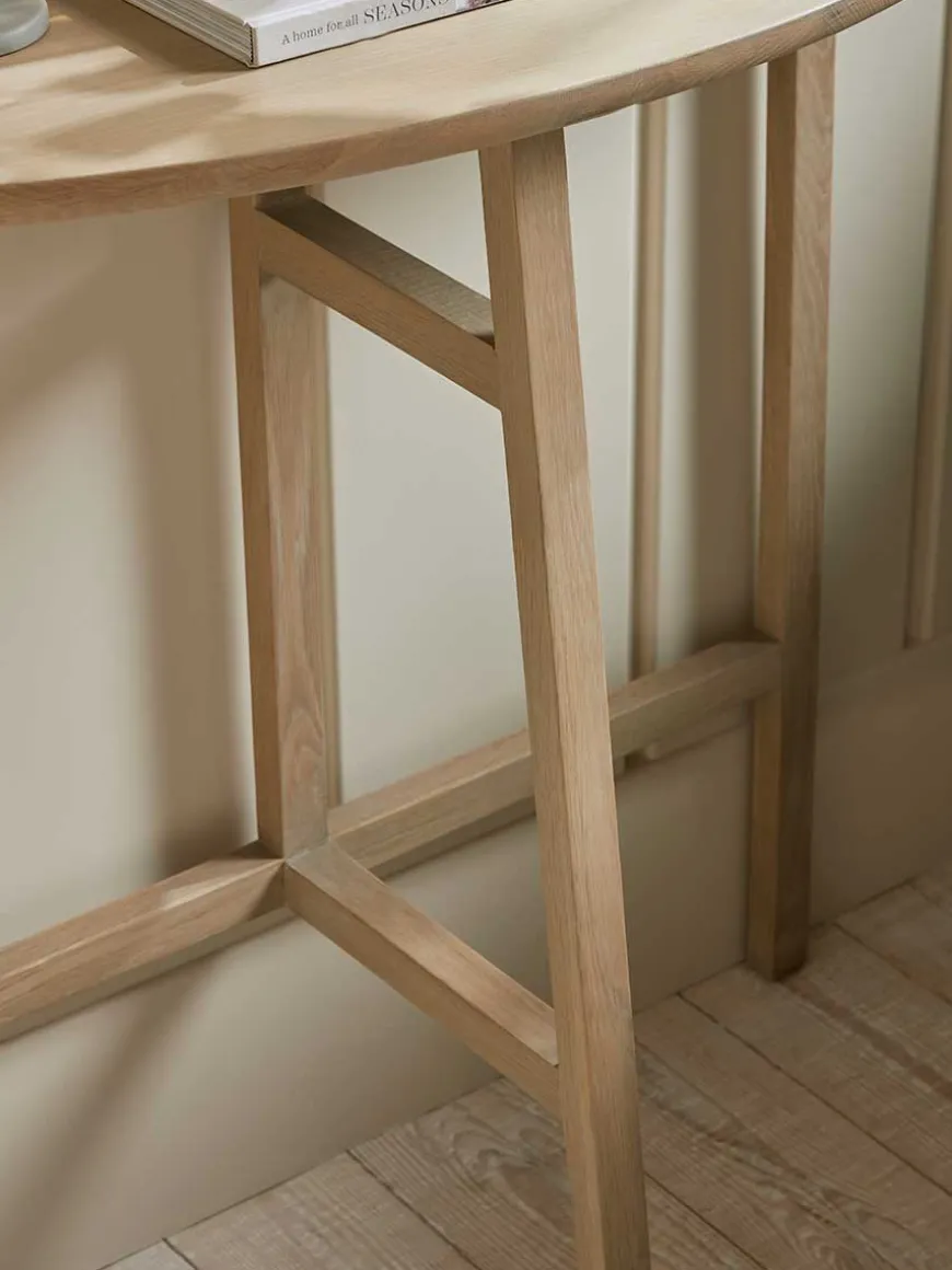 Oak Crescent Console Table