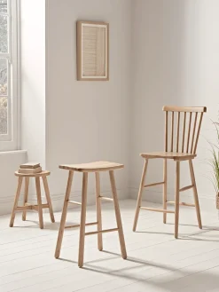 Oak Curved Topped Counter Stool - Natural