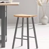 Oak Curved Topped Counter Stool - Charcoal