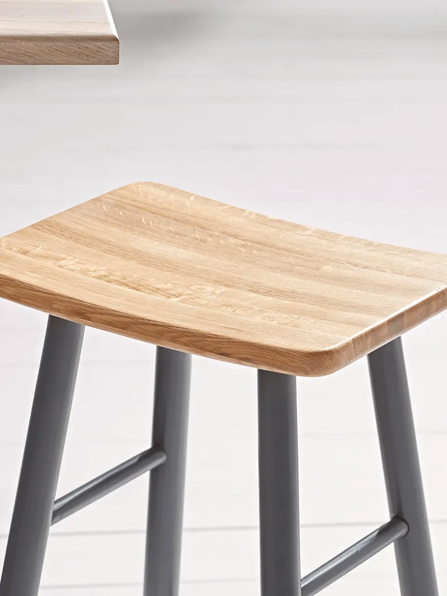 Oak Curved Topped Counter Stool - Charcoal