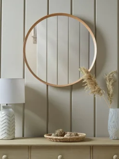 Oak Deep Framed Mirror - Round