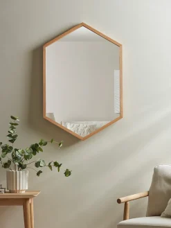 Oak Hexagon Mirror