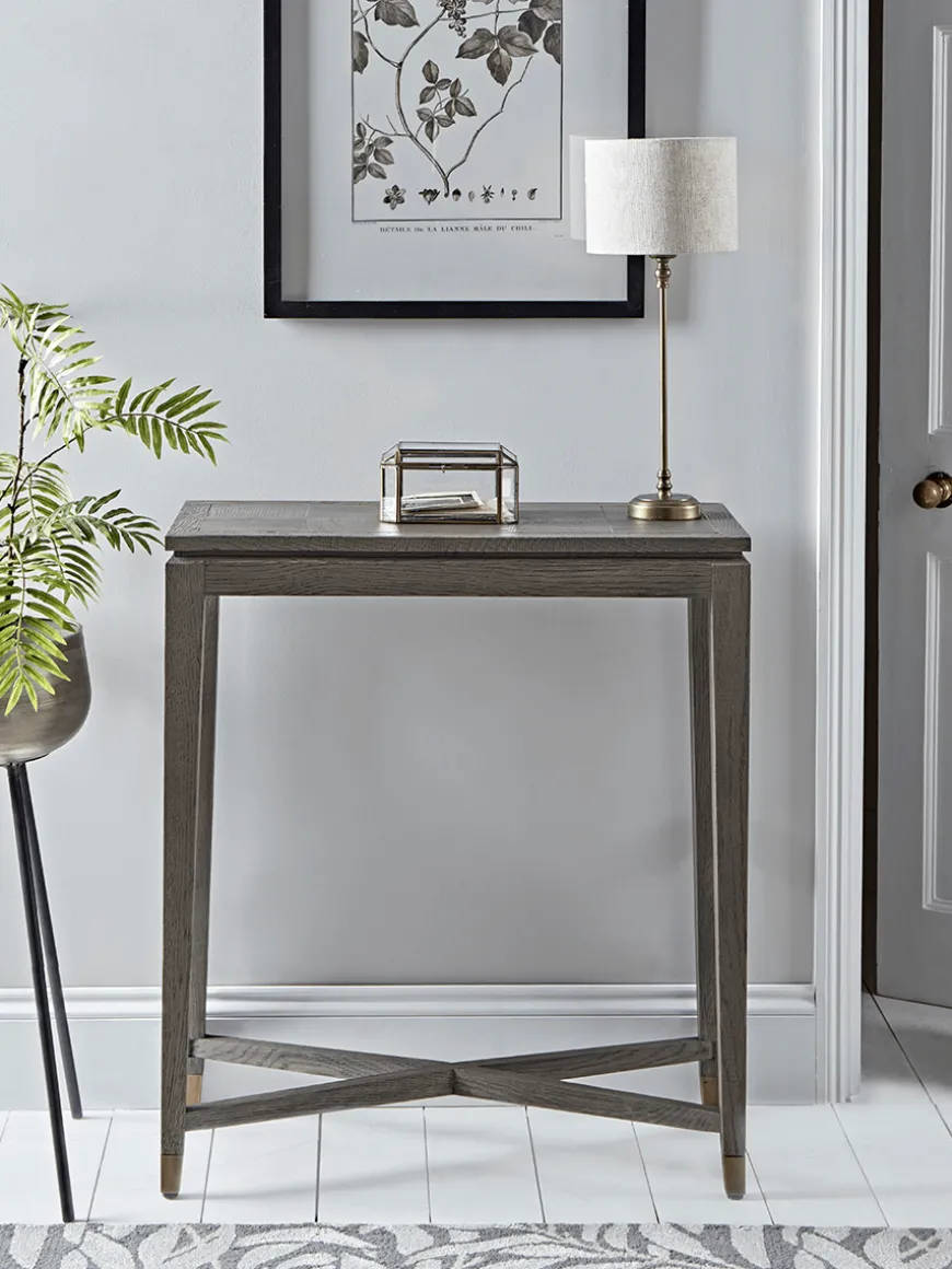 Oak Parquet Style Console Table