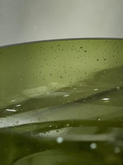 Olive Bubbled Glass Serving Bowl