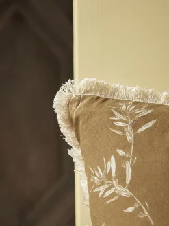 Olive Print Cushion - Ochre