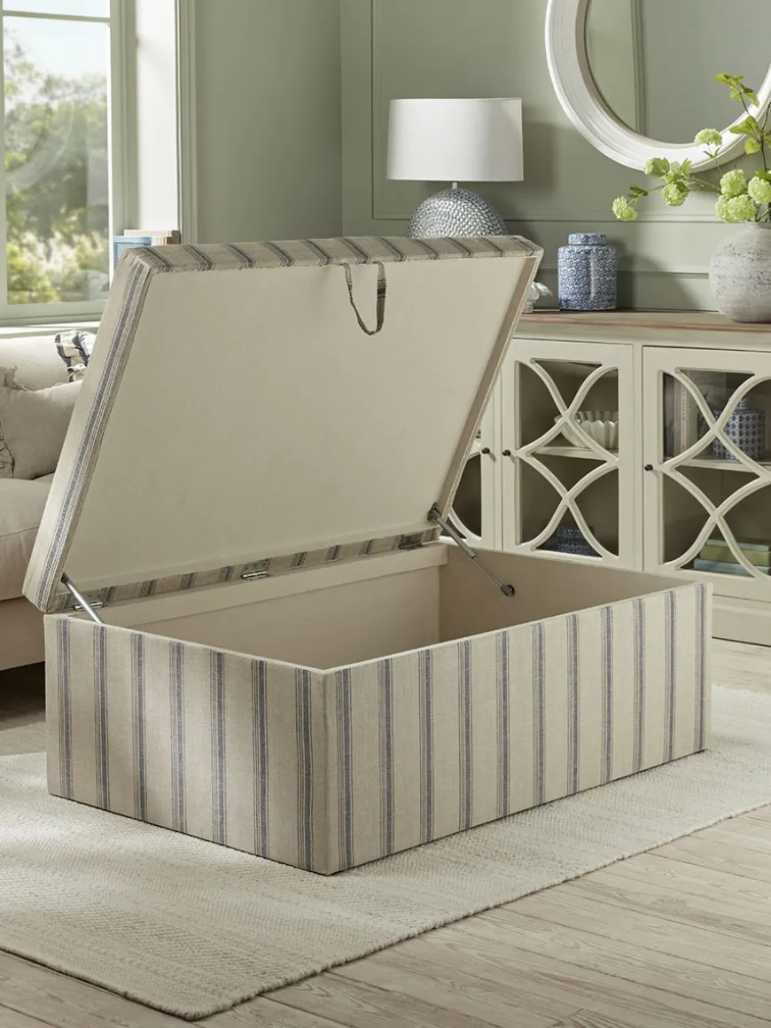 Oversized French Stripe Storage Ottoman