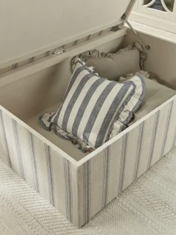 Oversized French Stripe Storage Ottoman