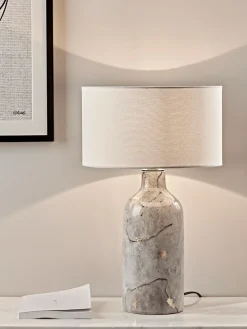 Painted Marble & Gold Table Lamp