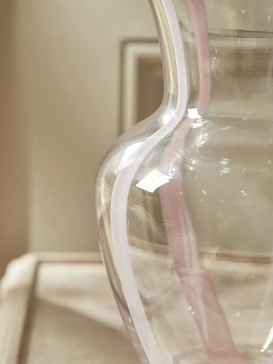 Painterly Stripe Petal Vase - Blush