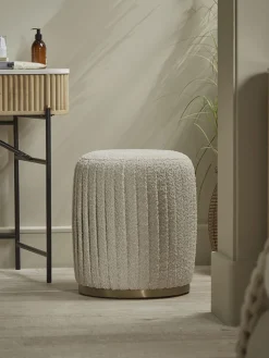 Pleated Boucle Footstool