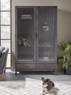 Reeded Glass Display Cabinet - Large