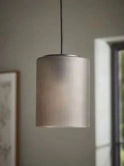 Ribbed Column Smoke Glass Pendant