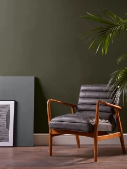 Ribbed Leather Armchair - Black
