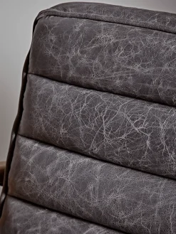 Ribbed Leather Armchair - Black
