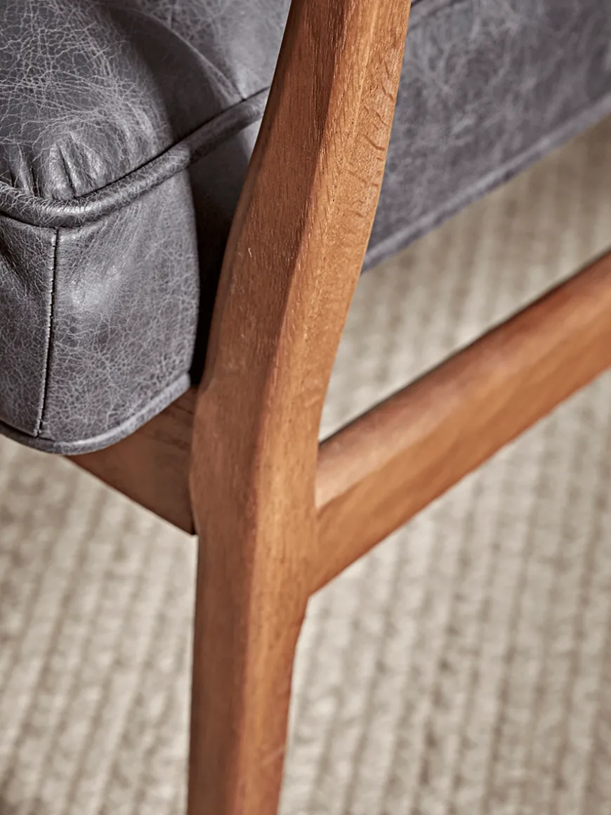 Ribbed Leather Armchair - Black
