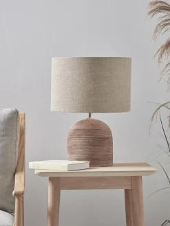 Ribbed Mango Wood Table Lamp - Natural