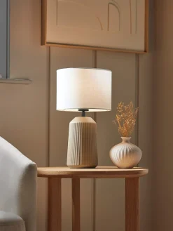 Ribbed Table Lamp - Taupe