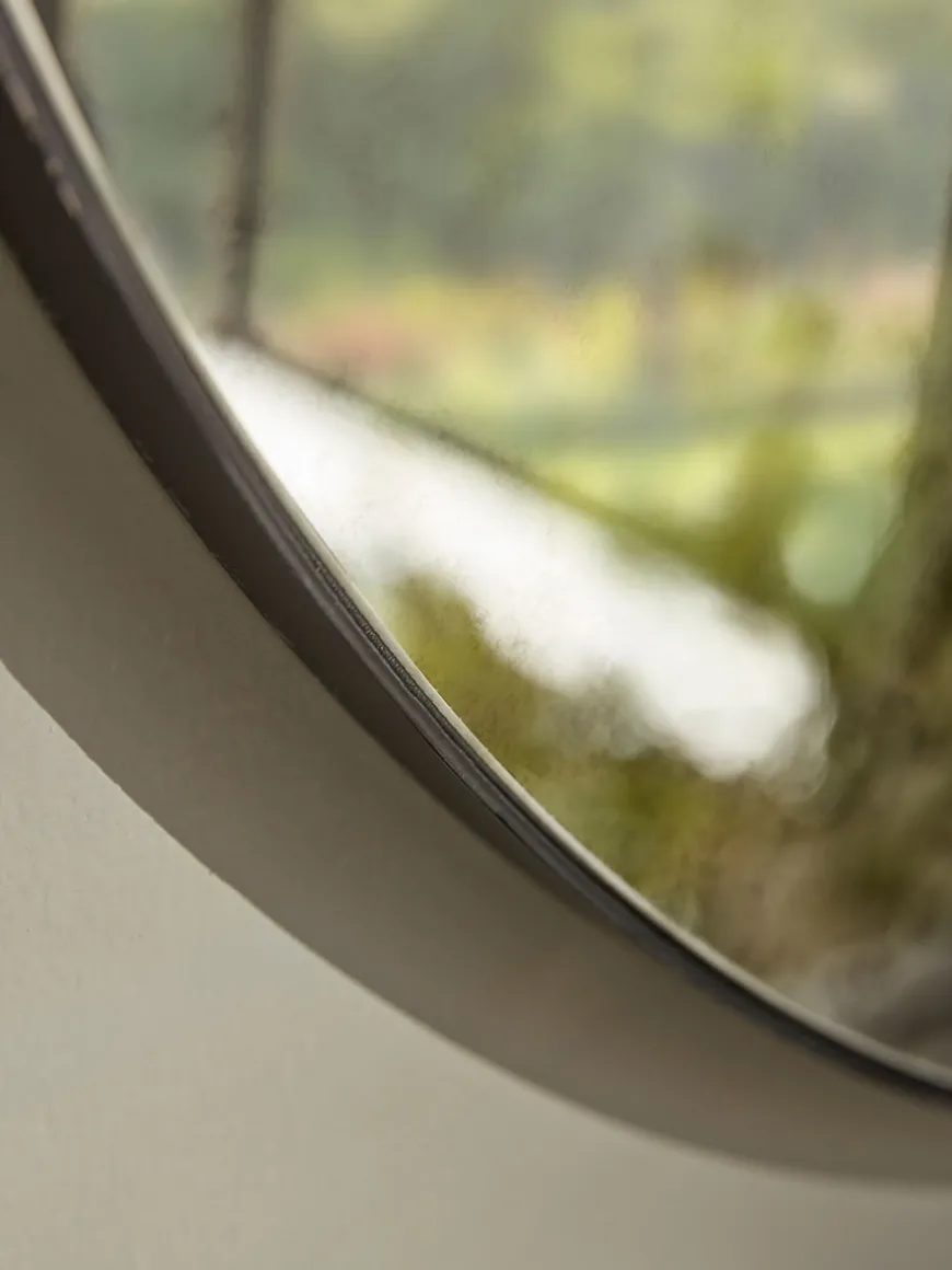 Round Antique Glass Mirror