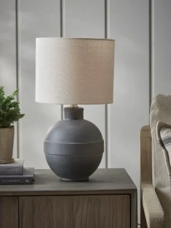 Round Black Ceramic Table Lamp