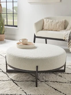 Round Boucle Footstool - Large