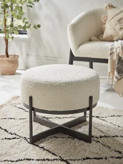 Round Boucle Footstool - Small