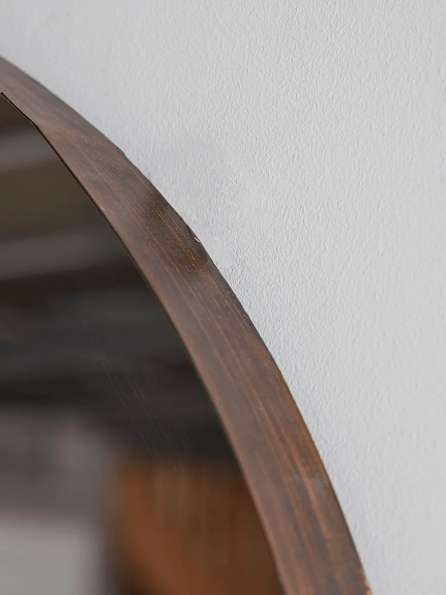 Round Burnished Frame Mirror