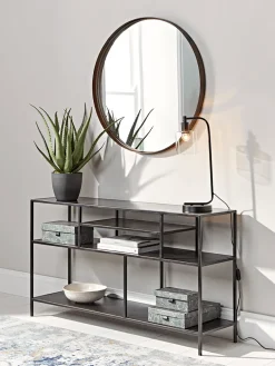 Round Burnished Frame Mirror