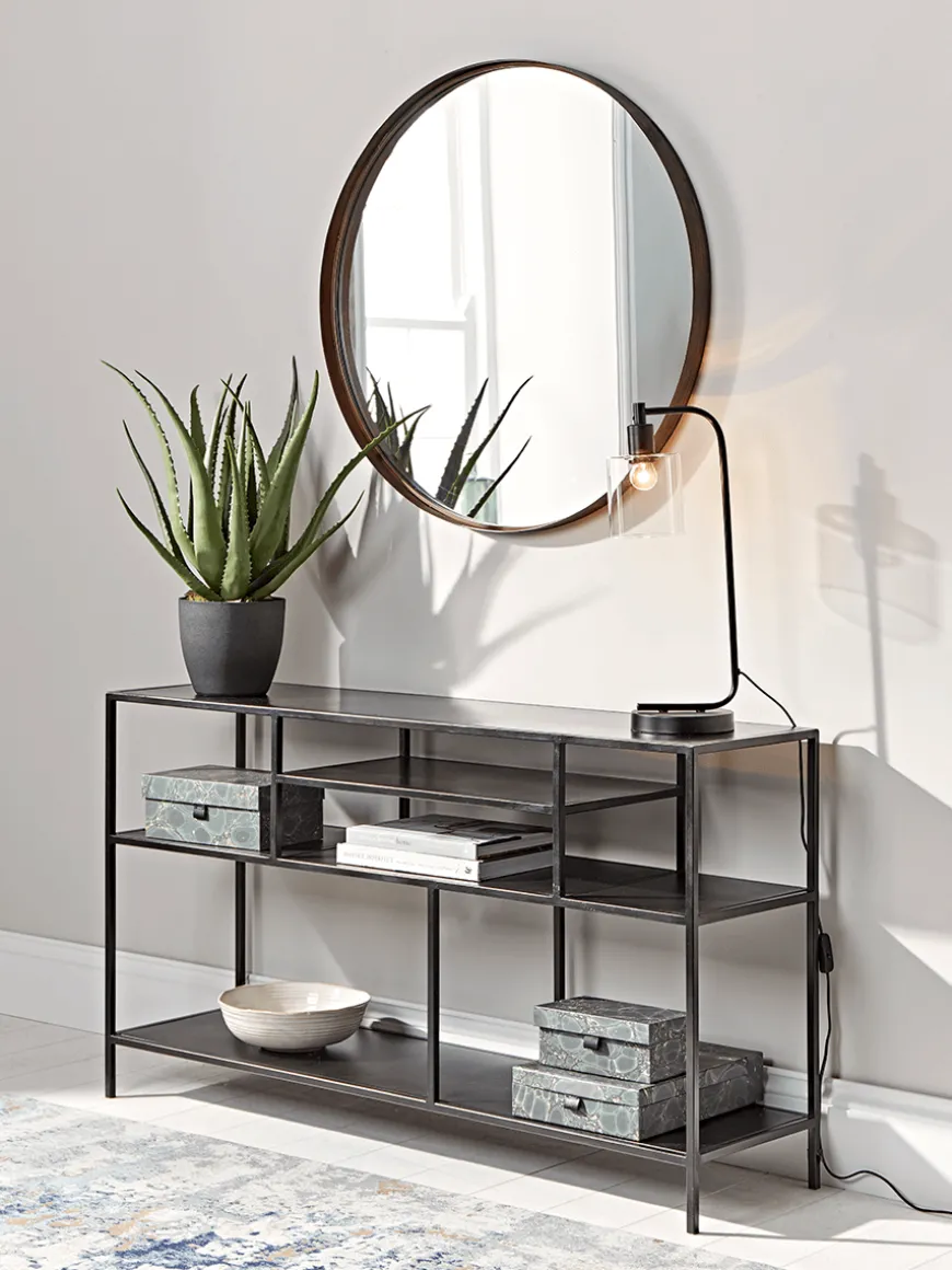 Round Burnished Frame Mirror