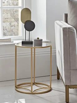 Round Gold & Glass Side Table