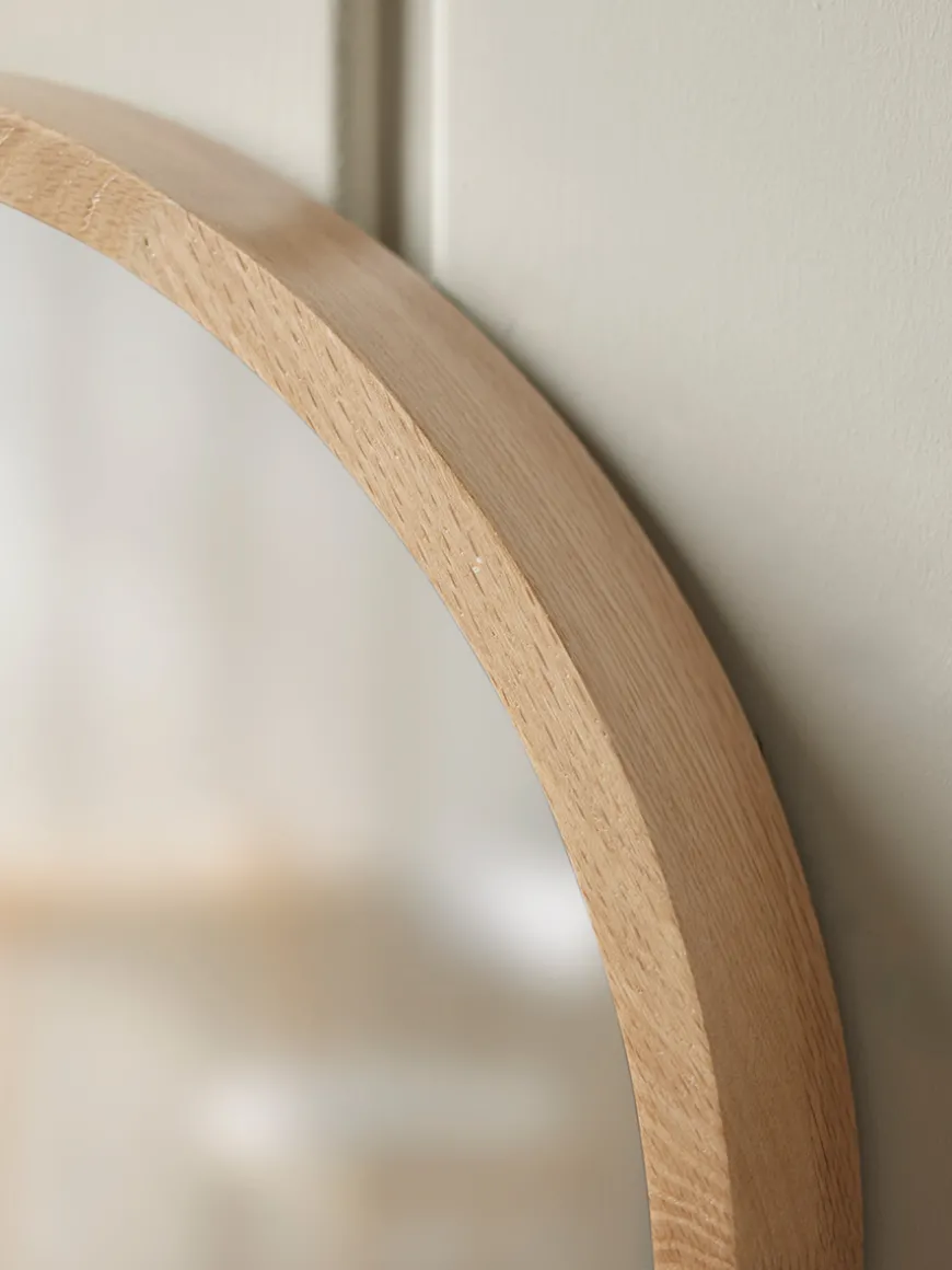 Round Oak Shelf Mirror