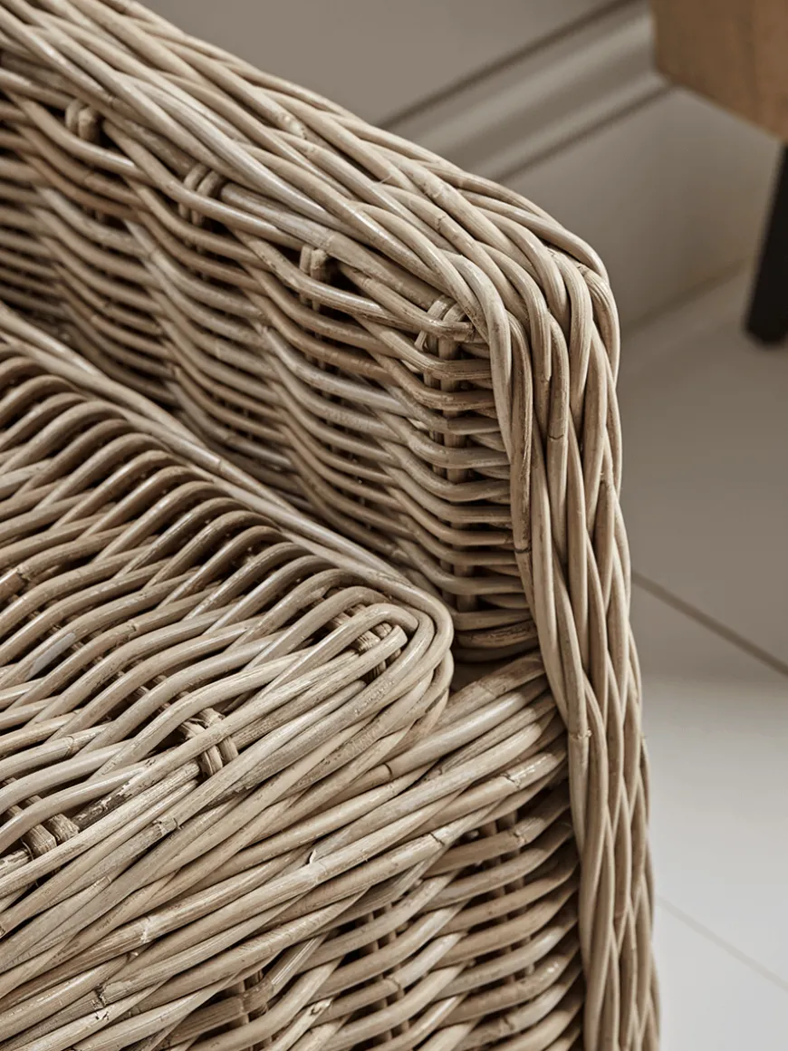 Round Rattan Storage Bench - Small