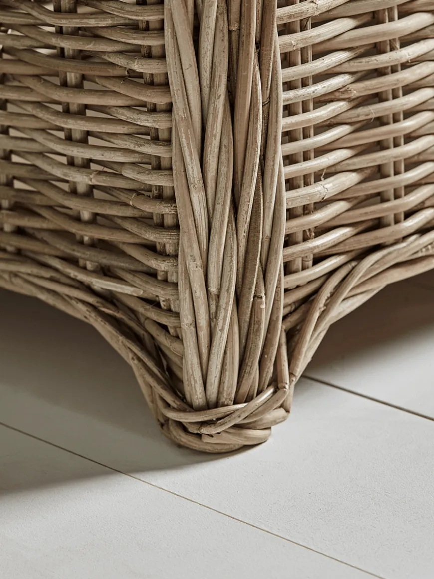 Round Rattan Storage Bench - Small